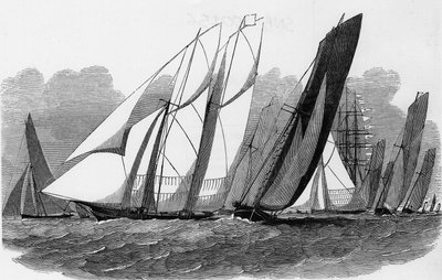The Cowes Regattaer: Yachts ved Hyde Pass - Bibl. des arts deco af Unknown artist