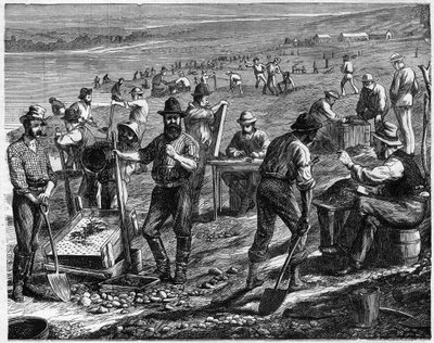 Diamond Fields at the Cape - Washing for Diamonds - Vask diamanter i Sydafrika i det 19. århundrede. af Unknown artist