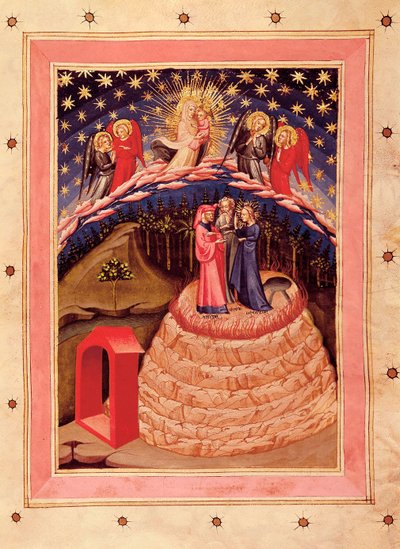 Den guddommelige komedie af Dante Alighieri (1265-1321): repræsentation af herlighed, fra et manuskript fra det 14. århundrede (miniature) af Unknown artist
