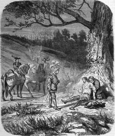 Hertugen af Bourbon og Bayard døende af Unknown artist