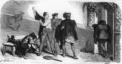 Hertugen af Orleans spiller palmespillet i Halles i Paris. af Unknown artist