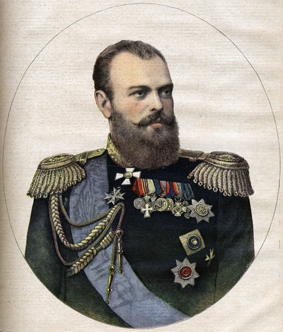 Kejseren (zaren) af Rusland Alexander III gravering af 1891 af Unknown artist