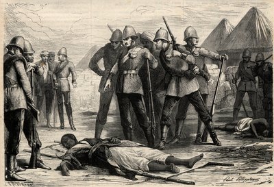 Kejseren (negus) af Etiopien Theodoros II (Tewodros) døde den 13. april 1868 efter englændernes erobring af Magdala, hvor negus havde trukket sig tilbage. Gravering i "" L