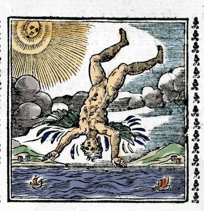 The Fall of Icarus - The Fall of Icarus. Farverig Xylografi. 16. århundrede. af Unknown artist