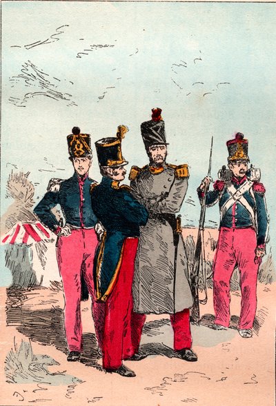 Den franske Armee under Louis Philippes regeringstid fra 1830 til 1848 - Linje - Indgravering fra 1882 i "Histoire de dix ans: 1830-1840"" Louis-Blanc (1811-1882) af Unknown artist