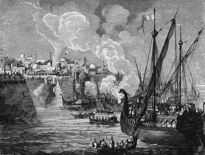 Den græske ild brugt af de belejrede og de belejrede ved Muhammed II