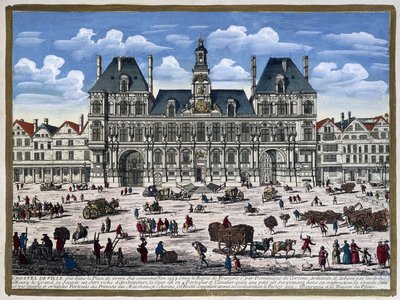 Hôtel de Ville de Paris og dens plads i det 16. århundrede - gravering af Unknown artist
