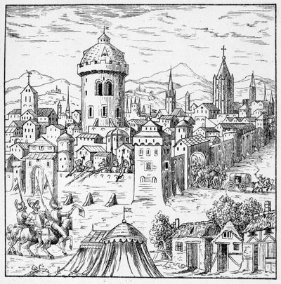 Huguenotterne i Amboise hvor var kong Francois II (Conjuration of Amboise) - i "" samling af 39 figurer, der repræsenterer ulykkerne i Frankrig fra 1562 til 1586""; Louis Perrin imprimerie af Unknown artist