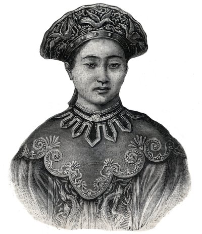 Imponeret af Japan Haruko, kvinde af Mikado Mutsuhito (1852-1912) - Indgravering af 1892 af Unknown artist