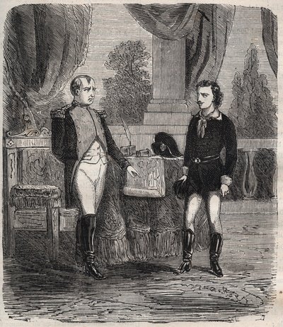 Forhøret af Friedrich Stabs efter hans mislykkede forsøg på at myrde Napoleon I - Friedrich (Frederic) Staps forhører af Napoleon, en ung tysker, der forsøgte at myrde Napoleon den 12. oktober af Unknown artist