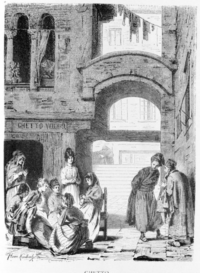 Den jødiske ghetto i Venedig i det 19. århundrede. af Unknown artist