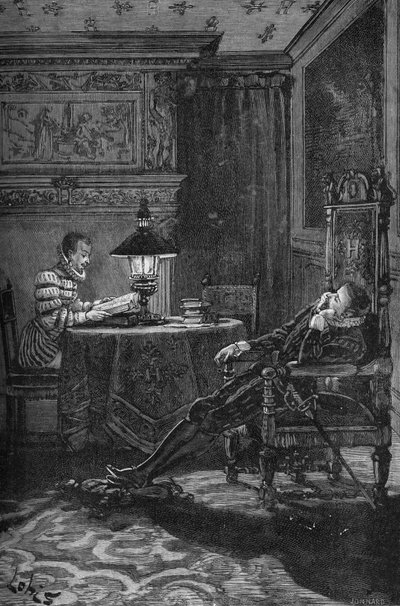 Kongen af Frankrig Henrik III (1551-1589) bliver læst. Indgravering af det 19. århundrede. I "Histoire de France" af Jules Michelet af Unknown artist