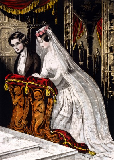 Ægteskabet (religiøst ægteskab), kromolitografi 1846. af Unknown artist