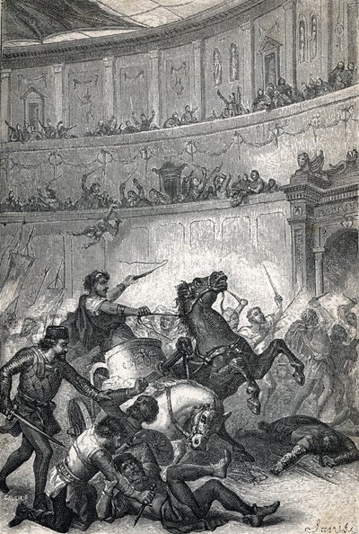 Massakren i Thessalonika i 390. Stik 1884 af Unknown artist