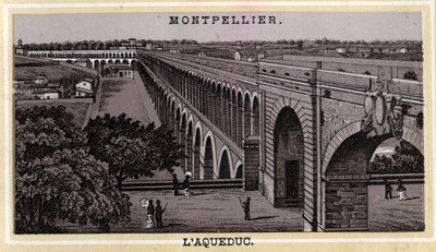 Montpellier Acqueduc (Herault, Languedoc-Roussillon-regionen). Kromolitografi i slutningen af det 19. århundrede. af Unknown artist