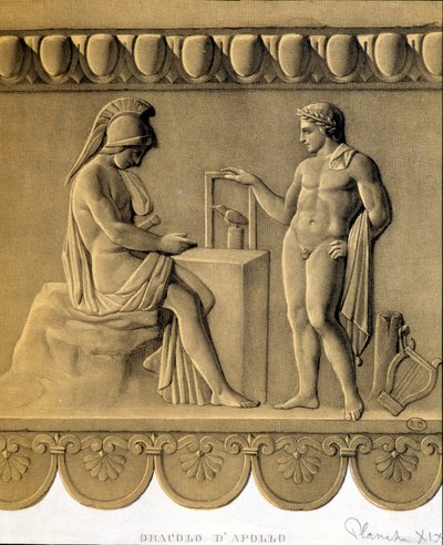 Apollons oraklet - faksimile af et græsk basrelief af Unknown artist