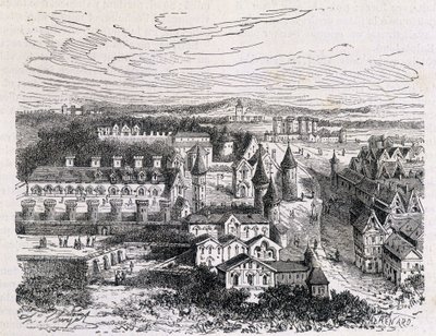 Palais des Tournelles, overfor Hotel Saint Paul - gravering, slutningen af det 19. århundrede af Unknown artist