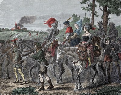 Bøndernes opstand - de tyske bønders krig (1524-1526) (eller opdragelsen af den almindelige mand): religiøse opstande (protestantiske reformer), økonomiske og sociale i Tyskland, Schweiz og Alsace Lorraine af Unknown artist