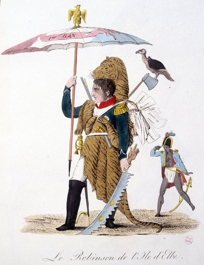 Robinson fra Elba Island - i "" Napoleon 1st, karikaturer, dummy-samling"", ca. 1814 af Unknown artist