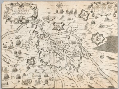 The Siege of Colchester af Lord Fairfax, som det var med line og outworks 1648 (gravering) af Unknown artist
