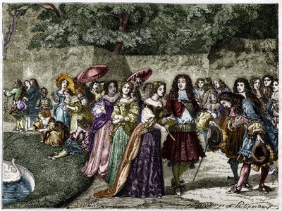 Solkongen (Louis XIV i Versailles haver omgiver hans gårdhave). Indgravering af det 19. århundrede. af Unknown artist