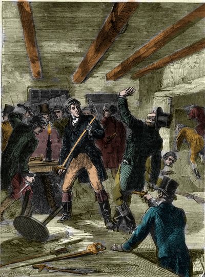 Anholdelsen af Cato Street-konspiratørerne (gravering) - "Cato Street-sammensværgelserne..."" (Cato Street-sammensværgelsen) af Unknown artist