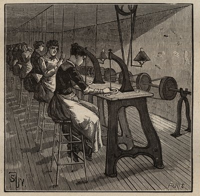 Kunsten at lapidær: facettering og polering af diamant. Indgravering fra 1885 i "" Les arts et metiers illustrates"" af Adolphe BITARD. af Unknown artist
