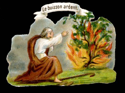 Den brændende busk - Populært billede. 1800-tallets kromolitografi. af Unknown artist