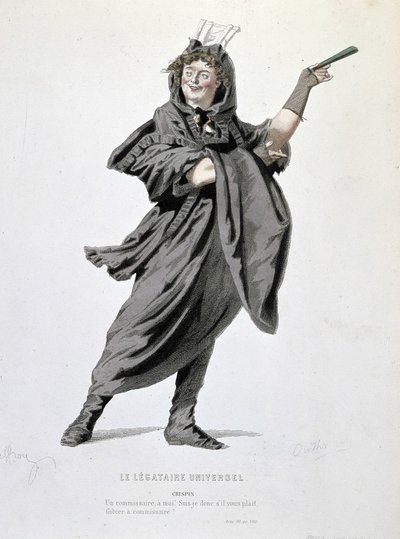 Crispins karakter i "Den universelle legatar" (1708) af Jean François Regnard (1655 - 1709). Indgravering af det 19. århundrede. af Unknown artist