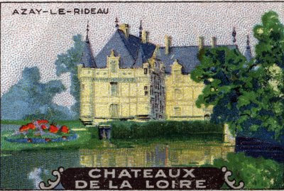 Loire-slottene: slottet Azay-le-Rideau, begyndelsen af det 20. århundrede (chromo) af Unknown Artist