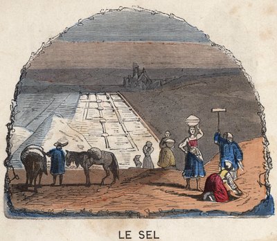 Indsamling af salt. 1800-tals illustration. Bianchetti samling. af Unknown artist