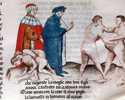 Forfalsknerne (sang 30 fra helvede, i den guddommelige komedie - miniature af Unknown artist