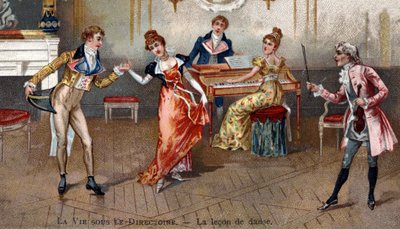 Danseundervisningen i slutningen af 1700-tallet af Unknown artist