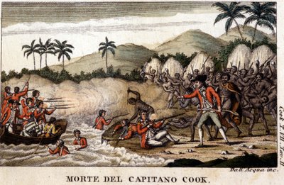 Captain Cooks død efter "Viaggi del Capitano Cook"" Milano 1820 af Unknown artist