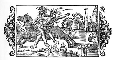 Djævelen bærer en heks - i "History of the Northern Nations" af Olaus Magnus, Rom 1555 af Unknown artist