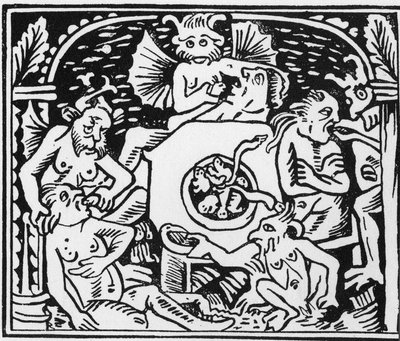 Djævleplagerne tvinger tudser og slanger til frådserne - "" Grand Calendrier et Compost des Bergers"", Lyon af Unknown artist