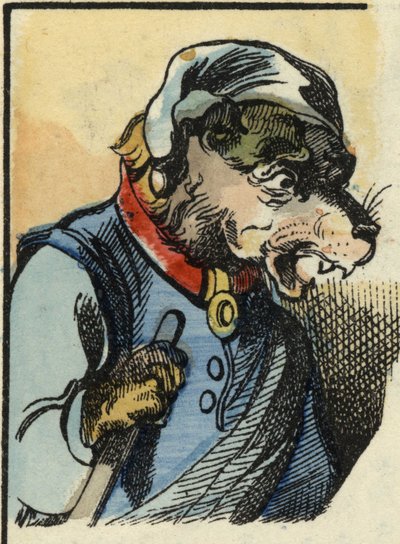 Hunden Medor. Illustration af fortællingen "Bon medor og Lille Chevrette". I “”Fortællinger fra hjemmet for de mindste””. Anonym gravering af det 19. århundrede. af Unknown artist