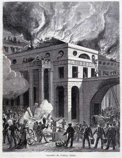 Odeons ild (1820) - gravering, slutningen af det 19. århundrede af Unknown artist