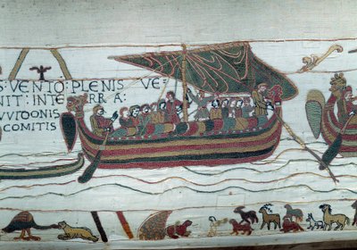 Harolds flåde, som kom for at informere hertugen af Normandiet Vilhelm Erobreren (1027-1087), at han vil blive efterfølger til Englands krone ved Edoaurd Confessors død, er fanget i den storm, der kaster den på kysterne af grev Guy de P af Unknown artist