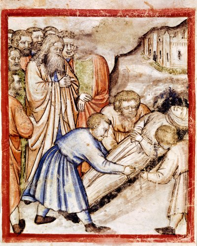 Sarah Miniatures begravelse fra codex 212 (eller Padovano Codice eller Bible of Padua) 1390-1400 Rovigo, Accademia dei Concordi af Unknown artist
