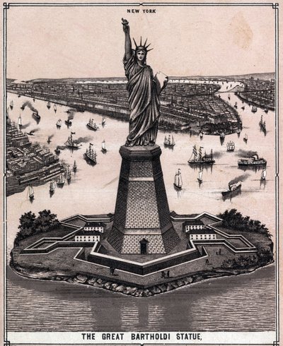 Den store Bartholdi-statue i New York, USA i "Verden illustrerer 168 visninger"" Udateret (slutningen af det 19. århundrede) af Unknown artist