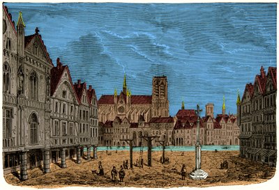 Huset med søjlerne eller huset til Dauphin, tidligere og første byhotel i Paris i middelalderen, gravering 1800-tallet af Unknown artist