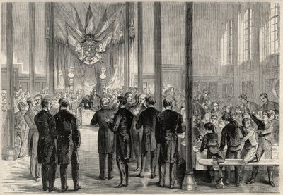 Den kejserlige prins Eugene Louis Joseph (1856-1879) deltog i den hellige Karls (Saint Charlemagnes) banket i Paris på Lycee Bonaparte (dengang Lycee Condorcet). Indgravering i "The Universe illustrious" af Unknown artist