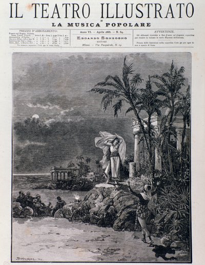 Den sidste scene af Perlefiskerne, akt I, opera af Georges Bizet af Unknown artist
