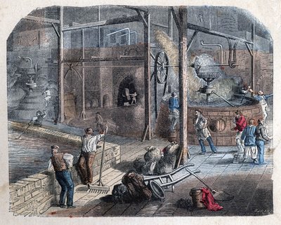 Fremstilling af øl. 1800-tals illustration. Bianchetti samling. af Unknown artist