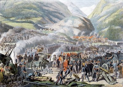 Napoleonshærens passage af Mount St Bernard den 16. maj 1800 - litografi af Unknown artist