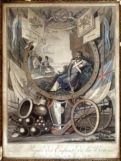 Resten af sejrens børn: allegori om soldaterne fra Napoleonskrigen. n.d. 1800-tallet. af Unknown artist