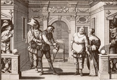 Den kongelige trup af den italienske komedie i teatret på Hotel de Bourgogne, rue Mauconseil i Paris af Unknown artist