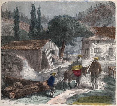 Savværket. 1800-tals illustration. Bianchetti samling. af Unknown artist
