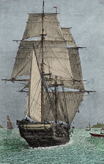Skibet "Beagle" (ekspedition, hvor Darwin deltog som naturforsker af Unknown artist